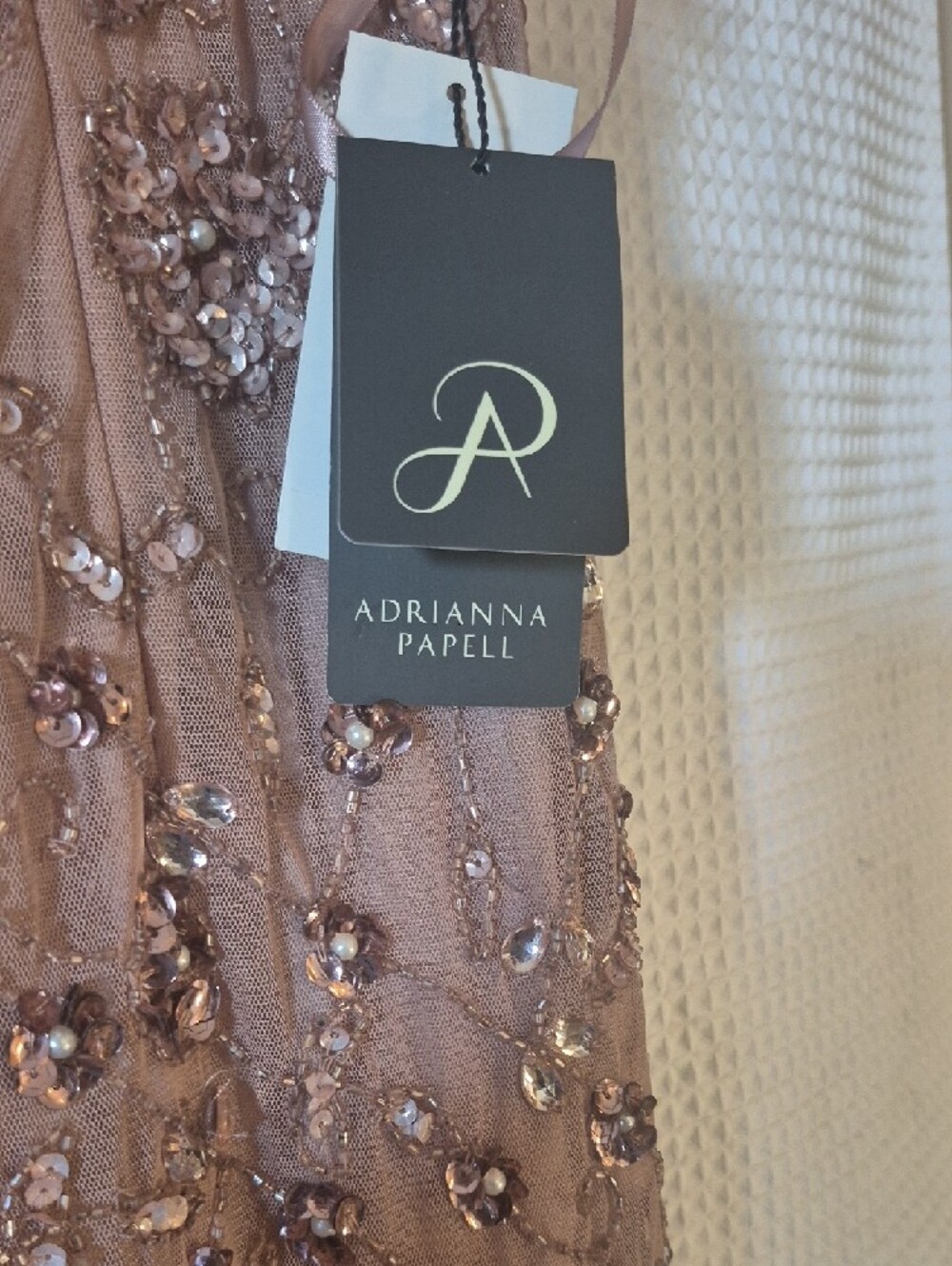 Adrianna Papell Blush Pink Beaded Midi Dress - Picture 2 of 14